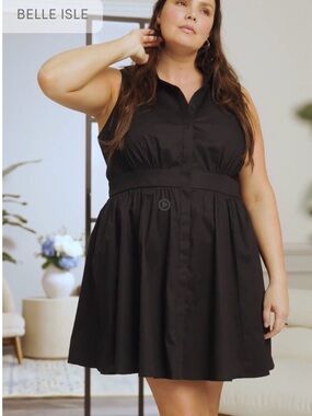NWT Torrid Belle Isle Black Sleeveless Collared Fit & Flare Mini Dress